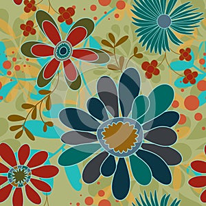 Flowers and Swirls Pattern