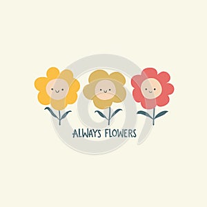 Always flowers. T-shirt design for kids