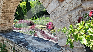 Queens window with flowers Balcik Castle photo