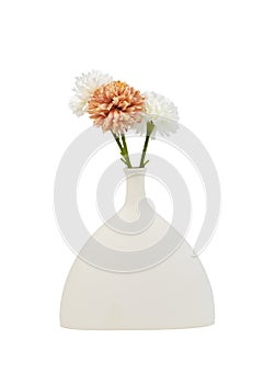 Flowers in vase. Modern posy, floral bouquet isolated on white background