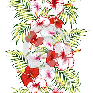 Flowers vertical ribbon seamless vector illustration