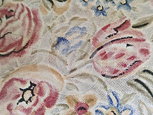 Flowers on vintage fabric background