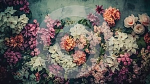 Flowers Wall for Background in vintage style