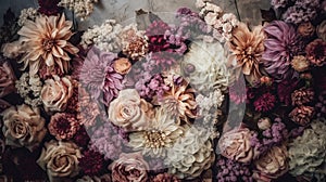 Flowers Wall for Background in vintage style