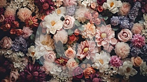 Flowers Wall for Background in vintage style