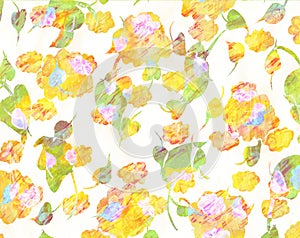 Flowers watercolor artwork as background, colorful hand drawn illustration, creative artwork
