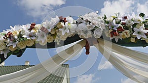 Flowers for wedding ceremony, wedding arch background