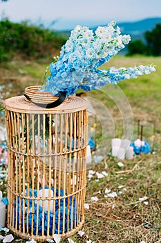 Flowers at the wedding ceremony. Wedding in Montenegro on Mount