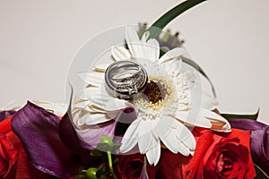 Flowers and wedding ring