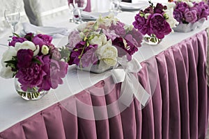 Flowers. Wedding table decoration. High sharpness