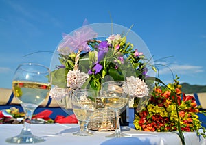 Flowers and white wine