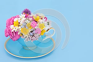 Flowers and Wildflowers Teacup Surreal Arrangement