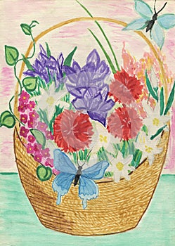 Flowerses in basket