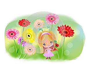 Flowersgirl girl and  multicolor flowers - fabulous cute girl