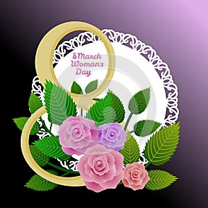 Flowery card allusive to the celebration of March 8, International Woman`s Day.