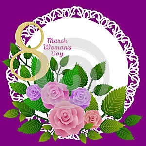 Flowery card allusive to the celebration of March 8, International Woman`s Day.