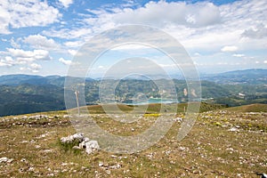 Flowery mountain landscape in spring