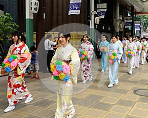 Flowery women's parade of Gion festival, Kyoto Japan