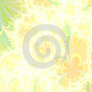 Flowery Yellow and Green abstract background design template