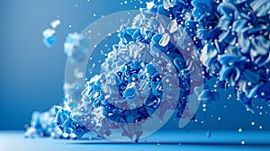 Flowing abstract blue floral pattern on light background