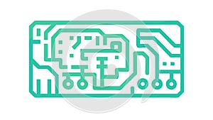 Flowing Abstract Circuit Board Pattern in Teal, vector design Generative AI