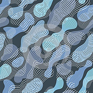 Flowing abstract lined shapes seamless background, biological life forms drifting.