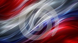 A flowing abstract pattern of red, white, and blue waves, creating a dynamic and vibrant visual effect