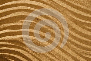 Flowing art wave pattern sand for wellness and tranquility with copy space