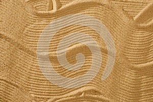 Flowing art wave pattern sand for wellness and tranquility with copy space