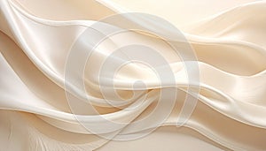 Flowing beige fabric with soft light creating a smooth, abstract background texture