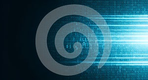 Flowing Binary Code With Bright Light Streaks data