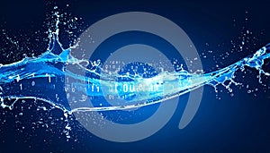 Flowing Binary Code in a Clear Water Wave