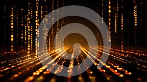 Flowing binary code creating a digital data tunnel