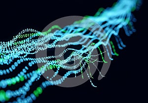 Flowing Binary Code Streams on a Dark Background