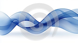 Flowing blue abstract wave pattern on white background