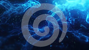 Flowing blue particle data stream abstract background