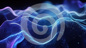 Flowing blue particles creating abstract digital waves