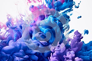 Flowing blue and pink mix paint abstract background