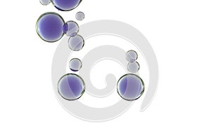 Flowing purple bubbles and a light background.