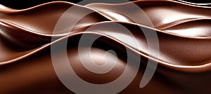 Flowing Chocolate Waves, Melted Chocolate Background Texture Flowing In Brown, Artistic Food Design photo