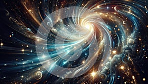 AI flowing digital particle tri-color lines technology background image