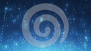 A digital background featuring blue binary code and data streams, creating a technology-inspired flowing flow for the visual
