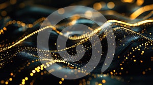 Flowing digital data particles forming interconnected network