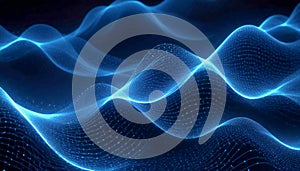 Flowing Digital Data Wave with Particle Points and Lines
