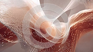 Flowing digital lines creating abstract data network waves