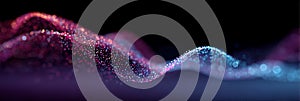Flowing digital particles wave representing data visualization