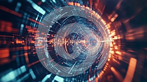 Abstract Digital Flow Data Visualization in a Modern Research Lab Background