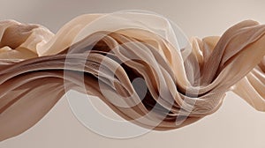 Flowing fabric in soft beige tones creating an elegant and artistic textile design concept photo
