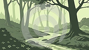Flowing Forest Stream Vector Art, vector design Generative AI