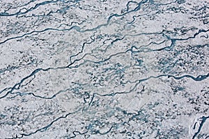 Flowing glacier into the Arctic Ocean in summer